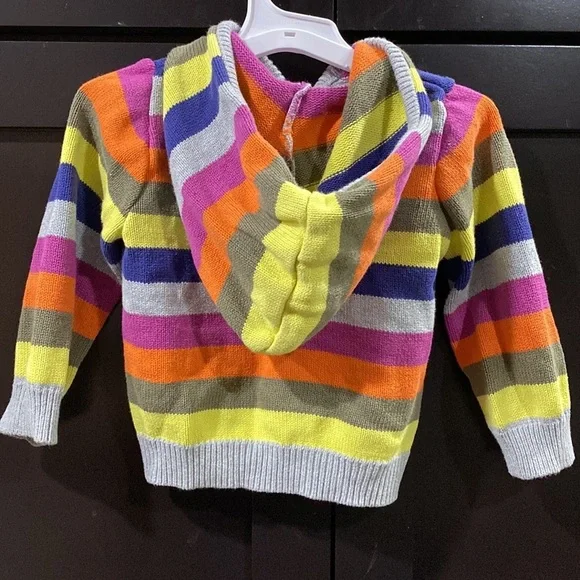 Carters girl 24 Months zip up sweater hoodie rainbow stripe - Picture 2 of 6